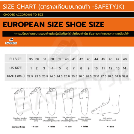 รองเท้าเซฟตี้ SAFETY JK รุ่น SJK-2217 เบอร์ 37 หัวเหล็ก กันลื่น น้ำหนักเบา ทรงสปอร์ต_7